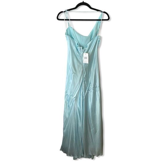 Bardot Astrid Midi Slip Dress in Mint blue satin Revolve New L - Picture 4 of 12